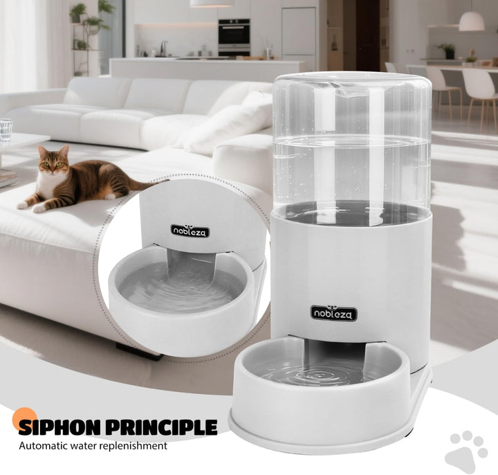 Nobleza Wasserspender Futterspender für Katze und Hund, 3.8L Automatischer Trockenfutterspender Wass