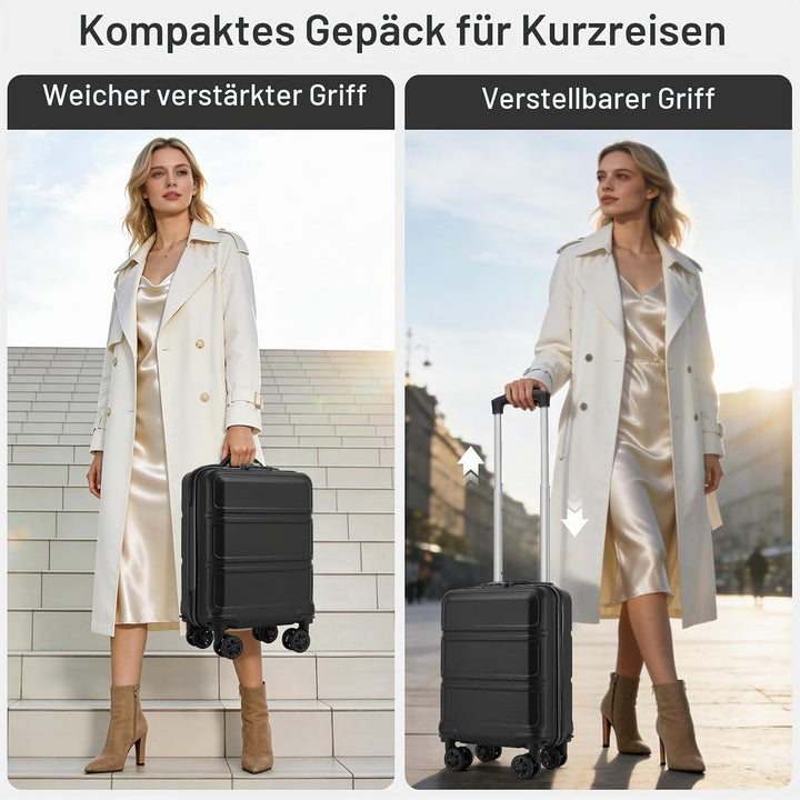 KONO Koffer Trolley Reisekoffer aus ABS+PC – Leichter Hartschalenkoffer mit 4 Zwillingsrollen und TS