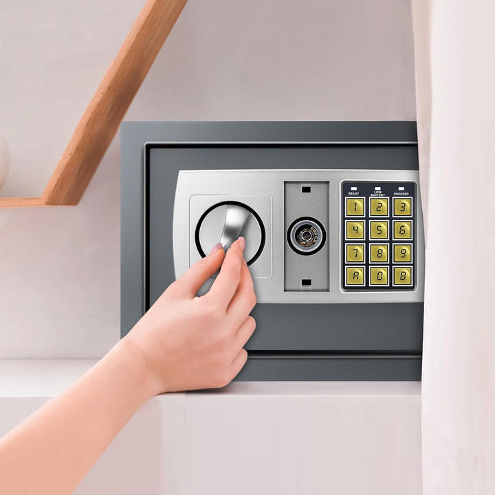 Elektronischer digitaler Tresor, feuerfest, wasserdicht, Stahl, hohe Sicherheit, Code-Schloss, Schlü