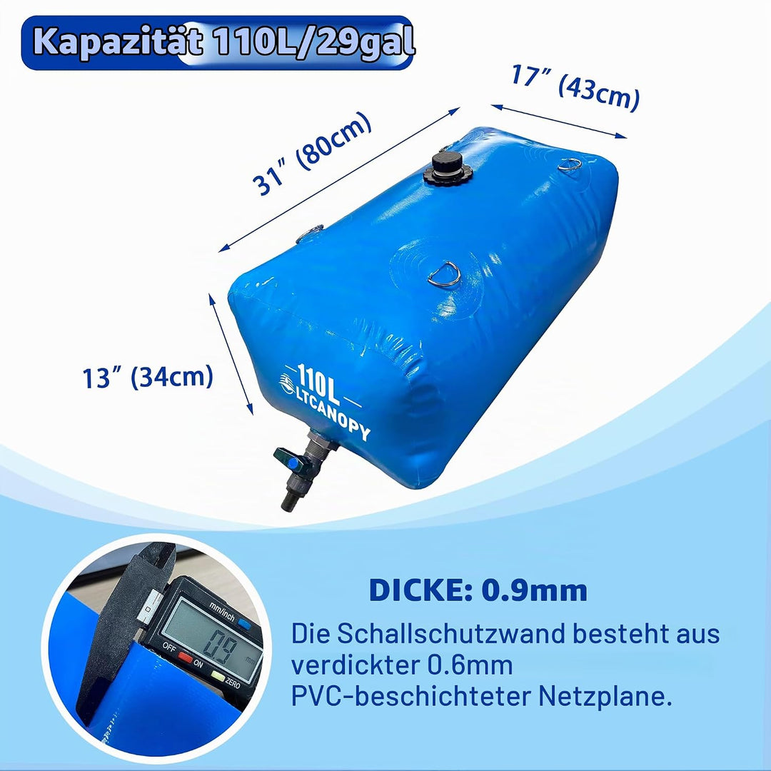 Wasserspeicherblase,Faltbarer Wasserblasentank, Notwasserspeicher mit Wasserhahn,Notfall-Wasserspeic