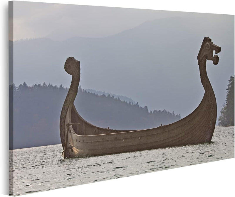 islandburner Bild auf Leinwand Wikinger Schiff In Walchensee Bilder Wandbilder Poster Leinwand 100x5