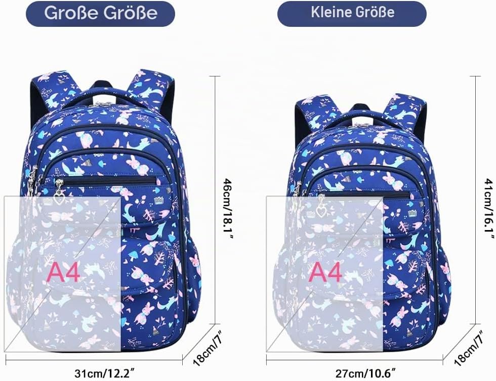 Schulrucksack für Mädchen, Kinder Schulranzen Grundschultaschen Kinderrucksack Studenten Rucksäcke L