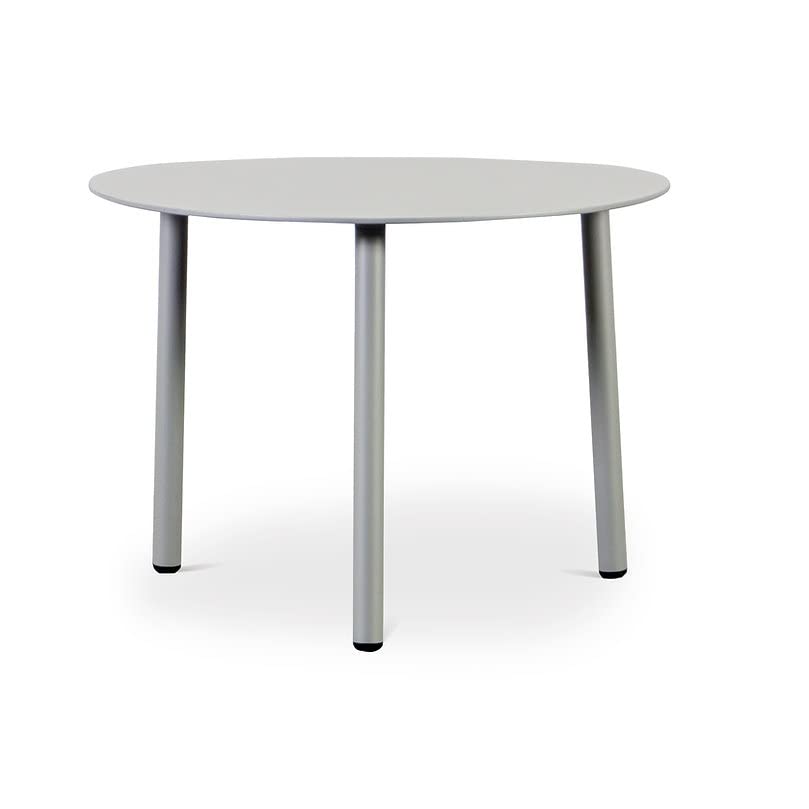 FINQA Couchtisch oval 'Venedig' mit 3 Beinen, 55 x 45 x 40 cm, Silber, Kleiner Beistelltisch aus Alu