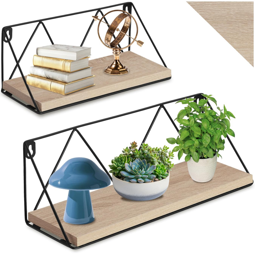 tectake® Industrial Wandregal Holz, 2er Set Regal Wand, Regale, Hängeregal, für Deko Wohnzimmer, Sch