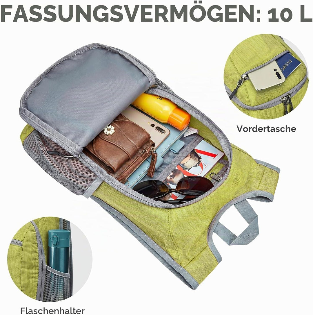 G4Free 10/15/20L Faltbarer Rucksack Klein, Wanderrucksack Leicht, Tagesrucksack Damen Herren für Wan