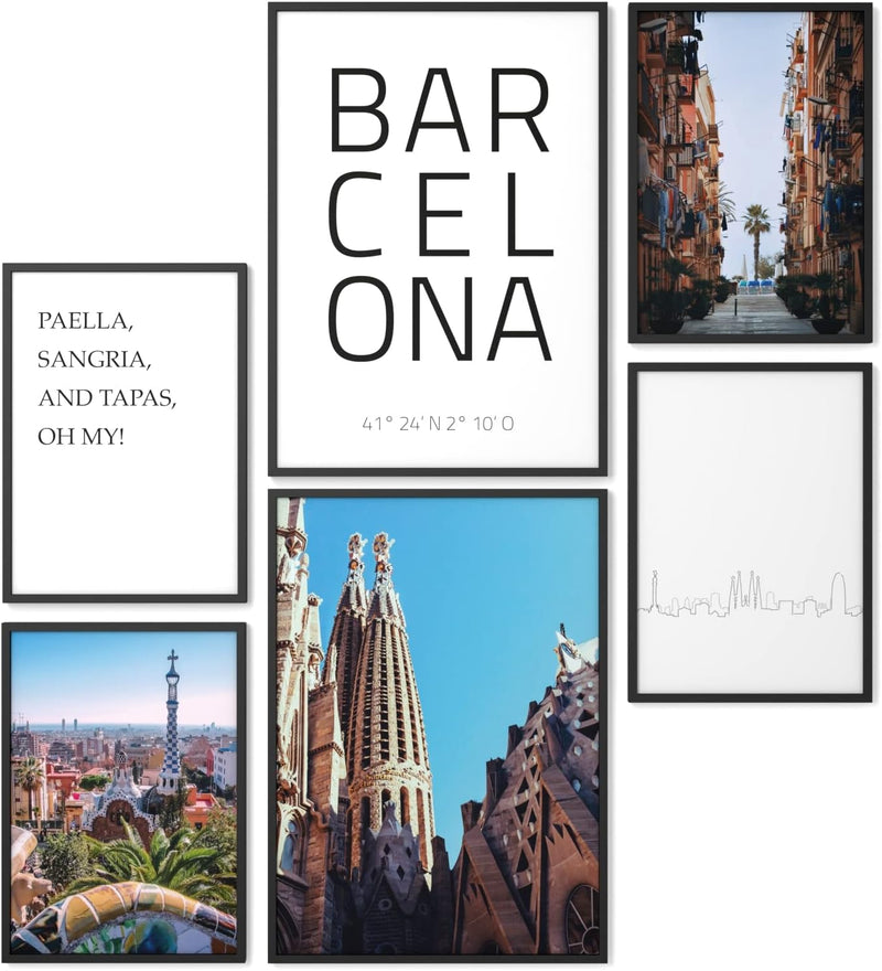 Papierschmiede® Mood Poster Set Barcelona, Bilder Wohnzimmer Deko Schlafzimmer, 2x 30x40cm und 4x 21