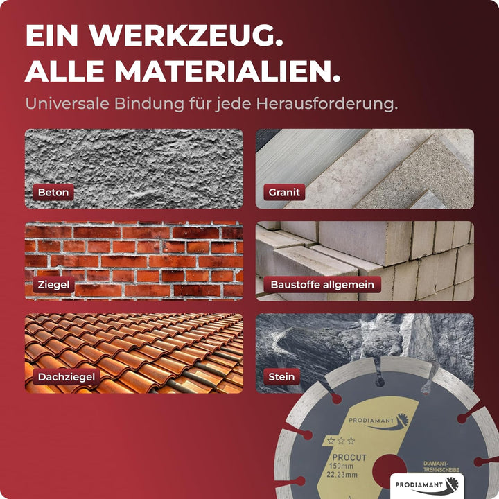 PRODIAMANT Diamanttrennscheiben Set 2x 125mm universal Trennscheibe für Stein, Beton, Granit, Mauerw