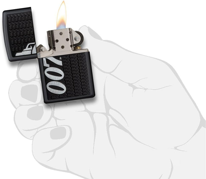 Zippo, James Bond-Feuerzeug, offizielles Lizenzprodukt, windsicher, langlebig M Schwarz, matt