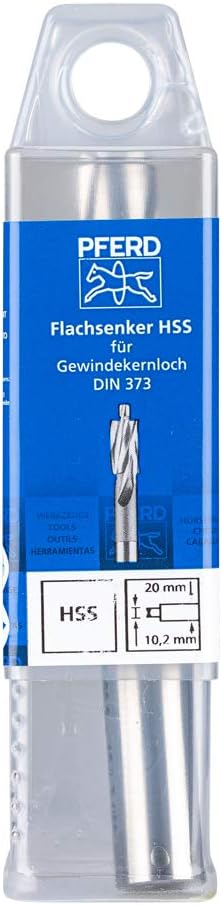 PFERD HSS Flachsenker mit Führungszapfen | Ø 20,0 mm, Schaft-ø 12,5 mm, DIN 373 | 25203120 – für Gew