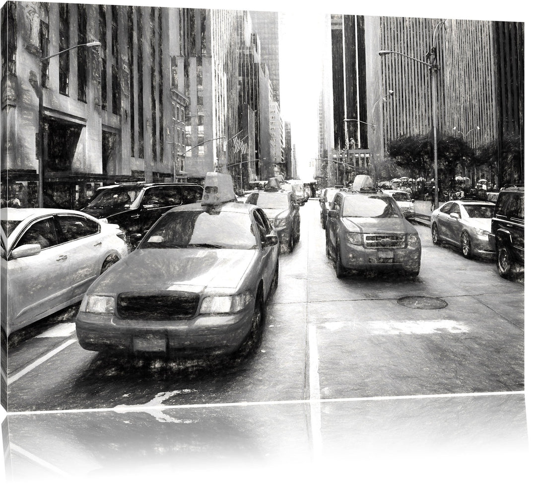 Pixxprint Cityverkehr New York als Leinwandbild/Grösse: 100x70 cm/Wandbild/Kunstdruck/fertig bespann