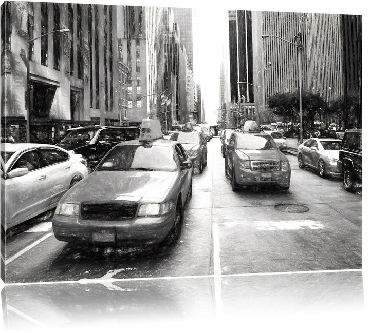 Pixxprint Cityverkehr New York als Leinwandbild/Grösse: 100x70 cm/Wandbild/Kunstdruck/fertig bespann