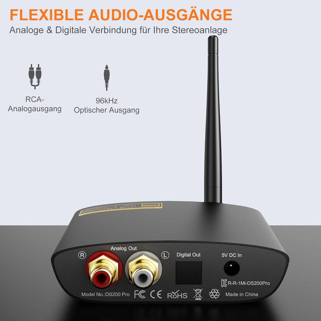 Bluetooth 5.3 HiFi Empfänger für Stereoanlage, Bluetooth Audio Adapter mit Audiophilem DAC (384kHz /