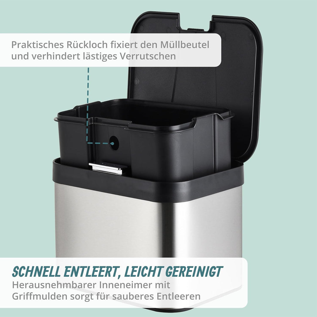 Relaxdays Biomülleimer Arbeitsplatte, 4,5 L, silber/schwarz | Komposteimer geruchsdicht, Inneneimer