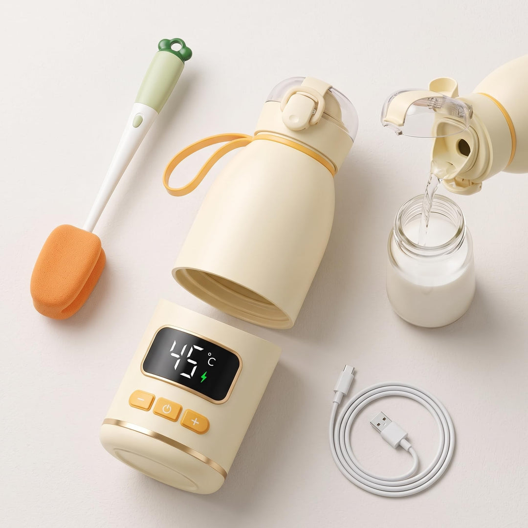 Tragbarer Flaschenwärmer unterwegs für Baby, Schnelles Aufheizen und Lange Akkulaufzeit 15000mAh, 50