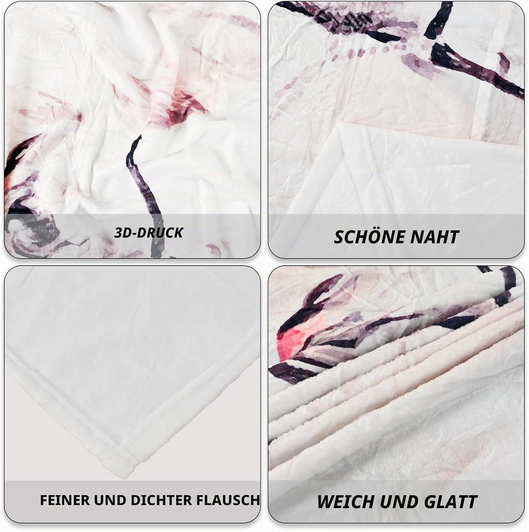 Weiche Decke mit weissem Pferd 150x200 cm, Pferdemotiv 3D Tier Motiv, Mikrofaser, Sehr Weich, Kinder
