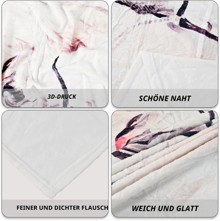 Weiche Decke mit weissem Pferd 150x200 cm, Pferdemotiv 3D Tier Motiv, Mikrofaser, Sehr Weich, Kinder