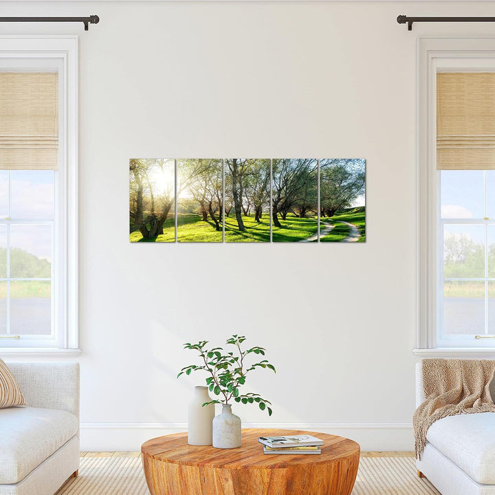 Runa Art Bild Wald Landschaft Wandbilder auf Vlies Leinwand 5 Teilig Wanddekoration Schlafzimmer Woh