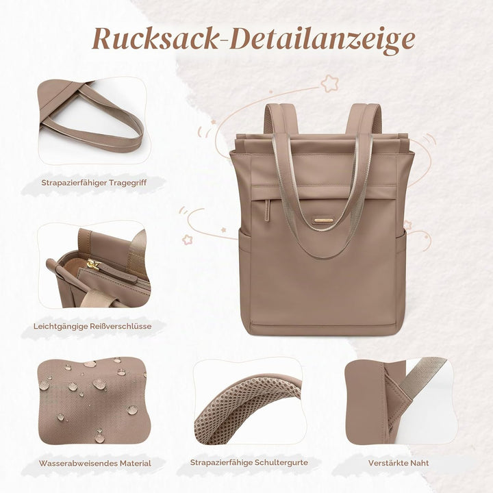 GOLF SUPAGS Convertible Notebook Handtasche, Laptop Rucksack für Damen mit Laptopfach, 15.6 Zoll Sty