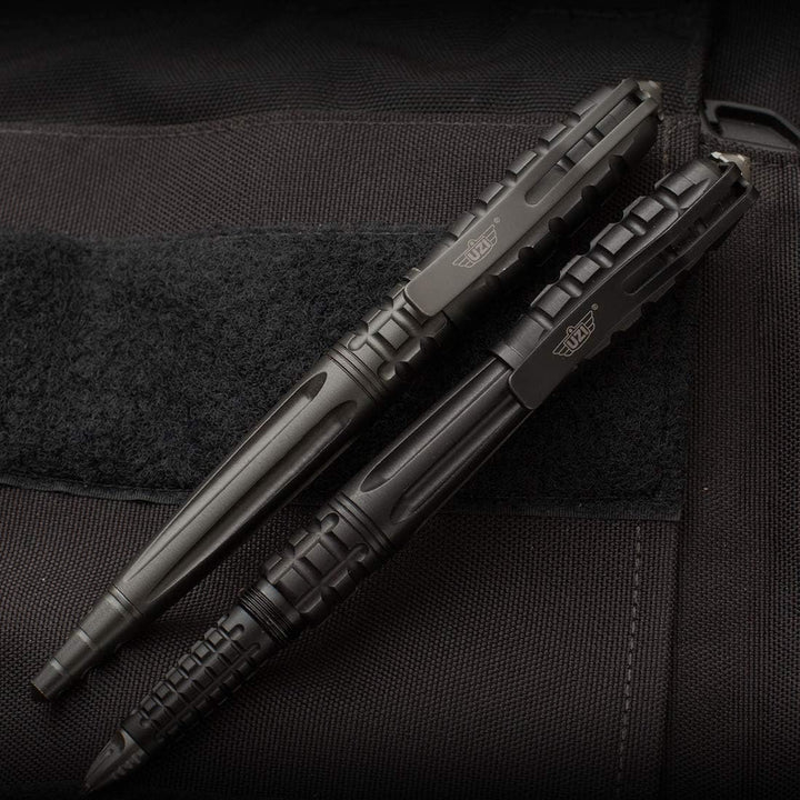 Uzi Kubotan Kugelschreiber mit Glasbrecher Black Edition Schwarz, Schwarz