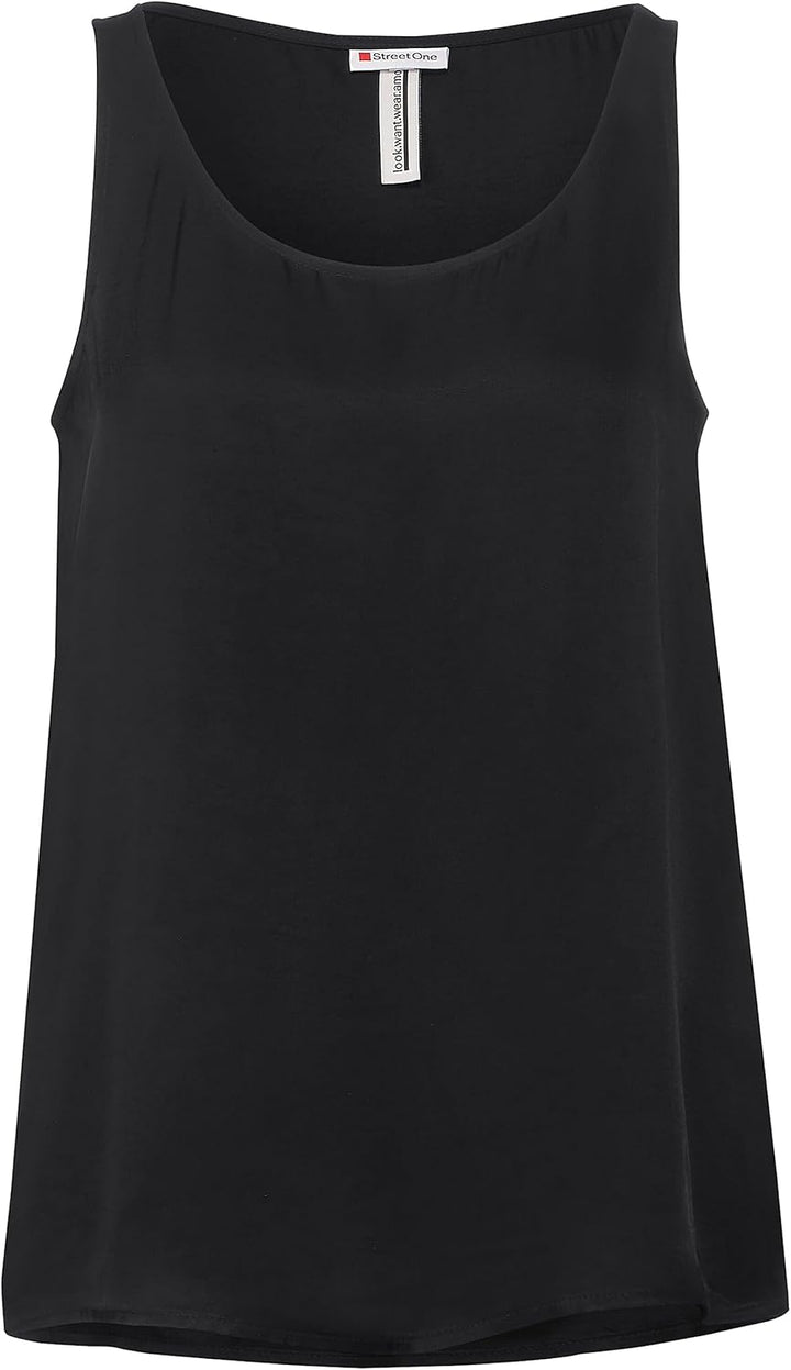 Street One Damen Top im Satin Look 34 Black (Schwarz), 34 Black (Schwarz)