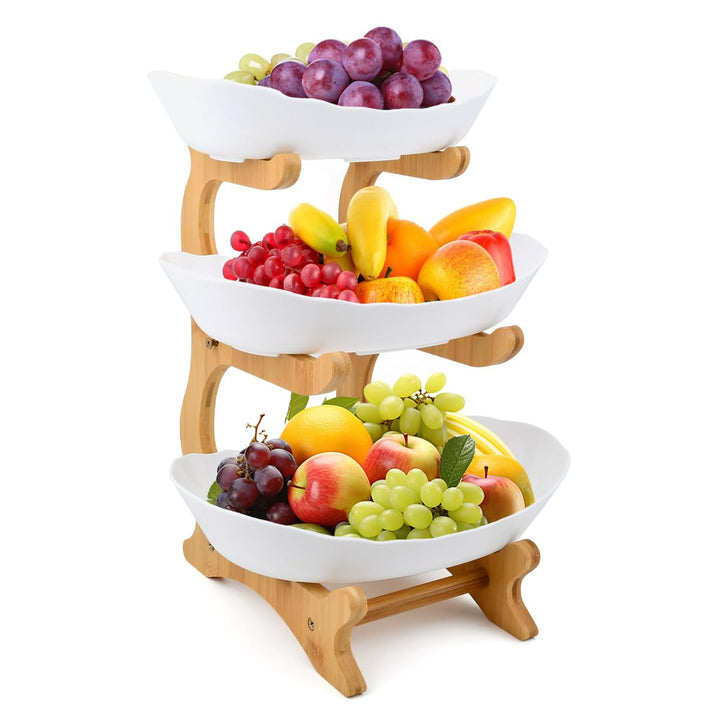 DODUOS Obst Etagere 3 Stöckig Kunststoff obstschale ,Weiss Obstkorb Etagere 3 Stöckig,Etagere 3 Etag