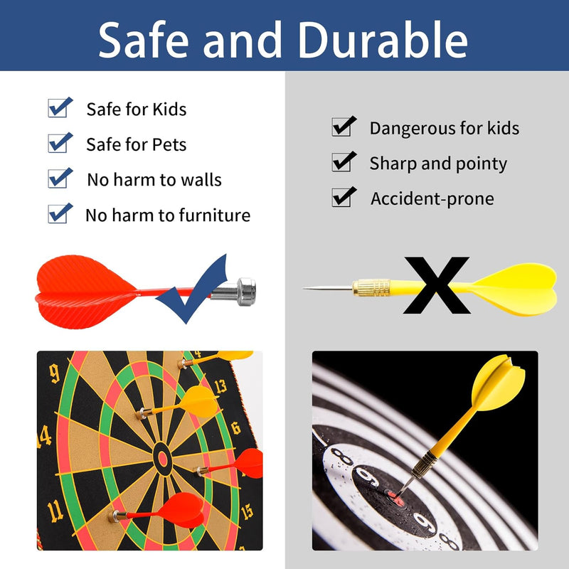 Magnetisch Dartscheibe Kinder mit 12 Sicheren Darts，Doppelseitige Dartboard Geschenke für Kinder 4 5