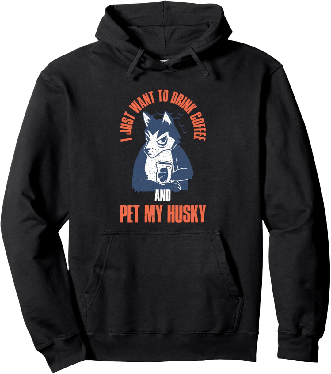 Siberian Husky Coffee Pullover Hoodie