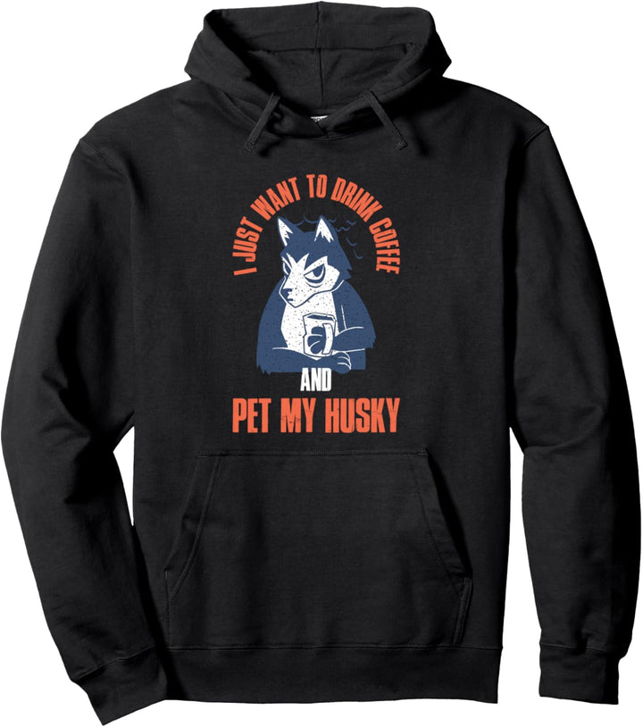 Siberian Husky Coffee Pullover Hoodie