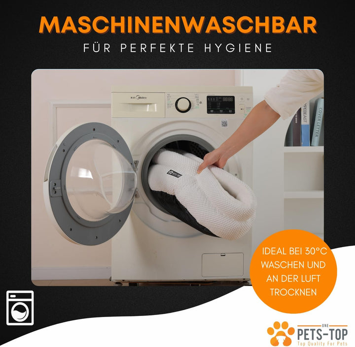 One PETS-TOP Katzenbett Rund Flauschig – Weiches Katzenkissen – Schlafplatz für Katze & Kleiner Hund
