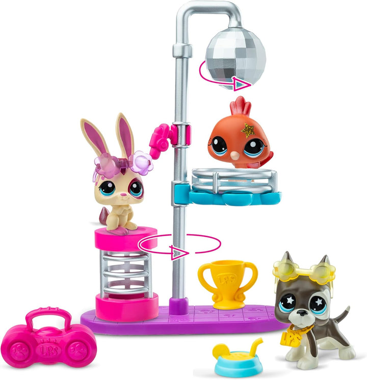 Littlest Pet Shop Disco Nights Play Pack - Features 3 bobblin' Pets - Offical LPS playset for Childr