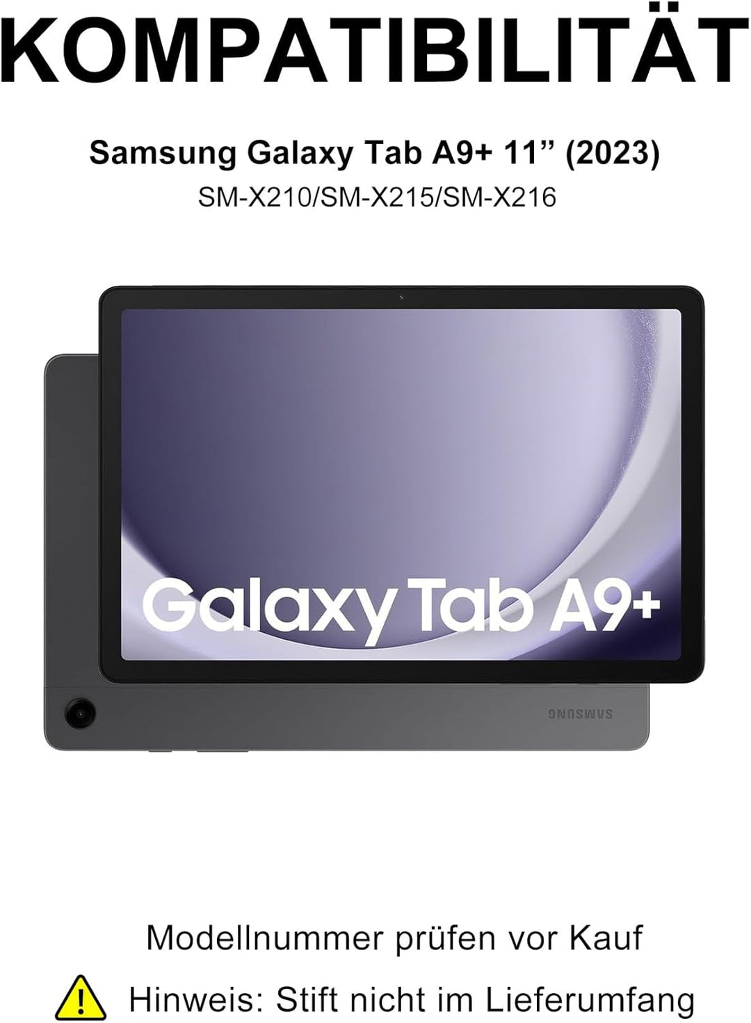Hülle mit Tastatur für Samsung Galaxy Tab A9+ 11" (2023, SM-X210/X215/X216), Deutsch QWERTZ Keyboard