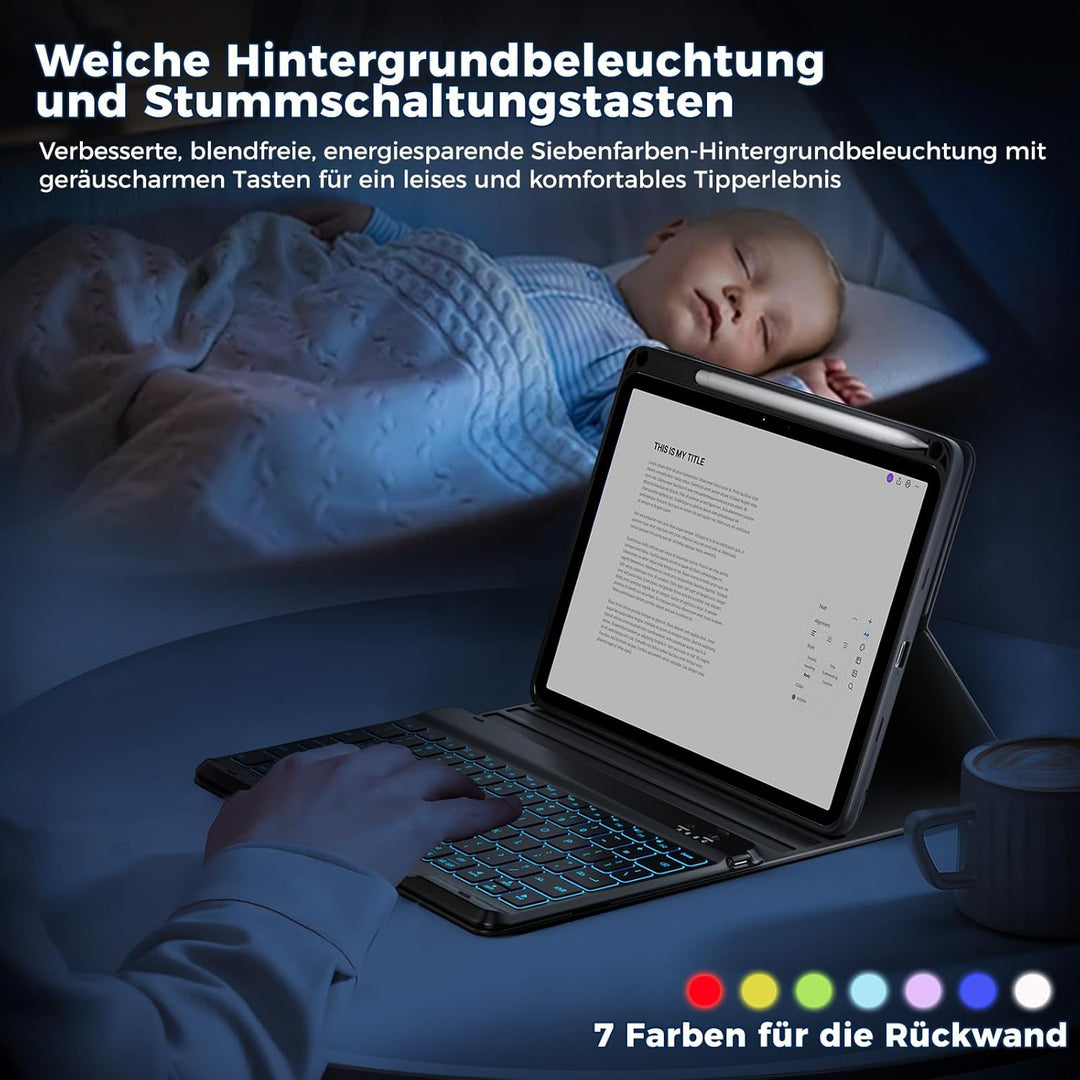 OYEEICE Hülle mit Tastatur für iPad A16 11 Generation 2025/10 Generation 2022 (11/10.9 Zoll), Vergrö