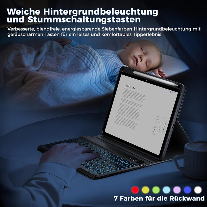 OYEEICE Hülle mit Tastatur für iPad A16 11 Generation 2025/10 Generation 2022 (11/10.9 Zoll), Vergrö