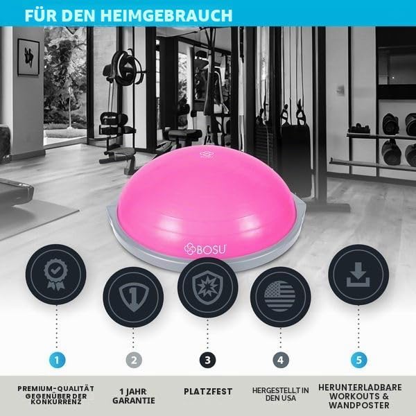 Bosu, Home Gym Equipment, The Original Balance Trainer, 66 cm Durchmesser Pink/Grau, Pink/Grau