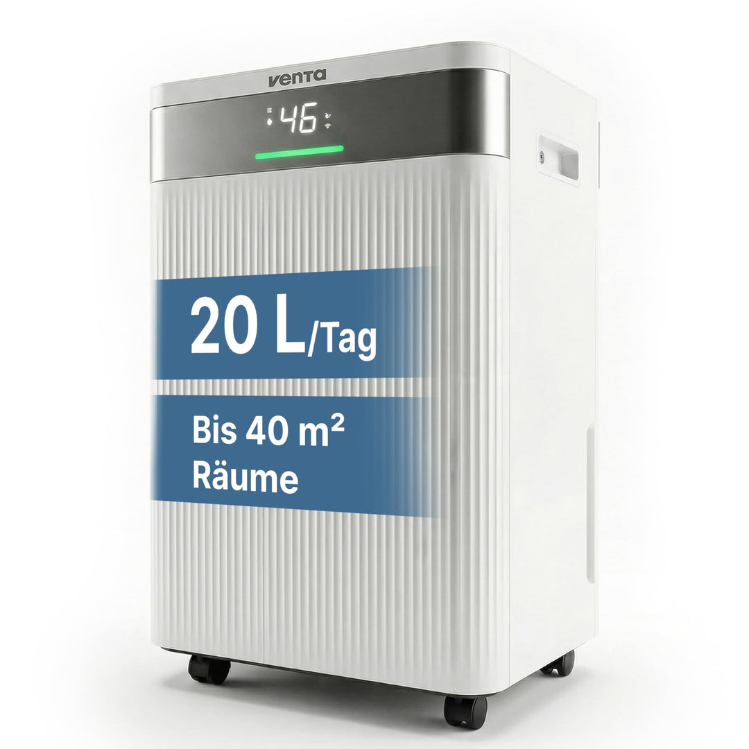 VENTA AD100 Luftentfeuchter elektrisch Raumentfeuchter | für Räume bis 40m² | Automatische Feuchtigk