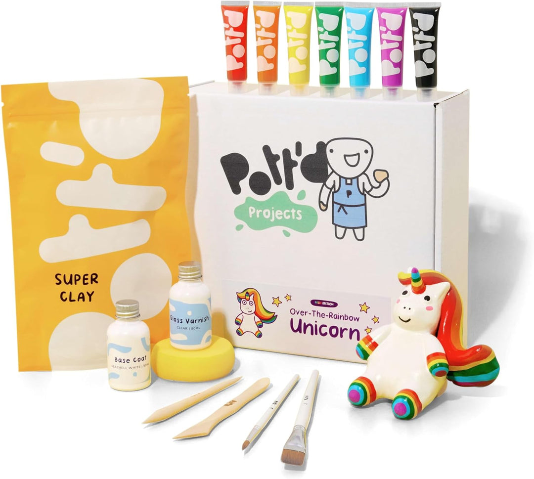 Pott'd Mini-Töpfer-Sets | Lufttrocknendes Töpferset für Erwachsene | Mit Farben, Töpferwerkzeugen un