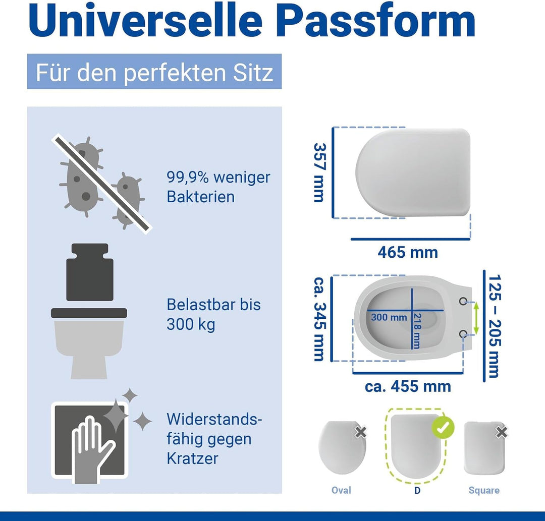 WENKO WC-Sitz Palma, hygienischer Toilettensitz mit Absenkautomatik, WC-Deckel mit Fix-Clip Hygiene-
