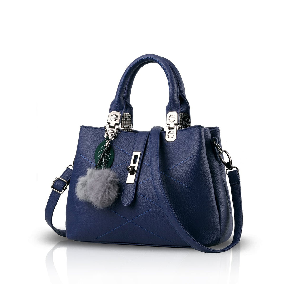 NICOLE & DORIS 2024 Neue Frauen Tasche Damen Leder Handtasche Mode Umhängetasche Mit Pompon abnehmba