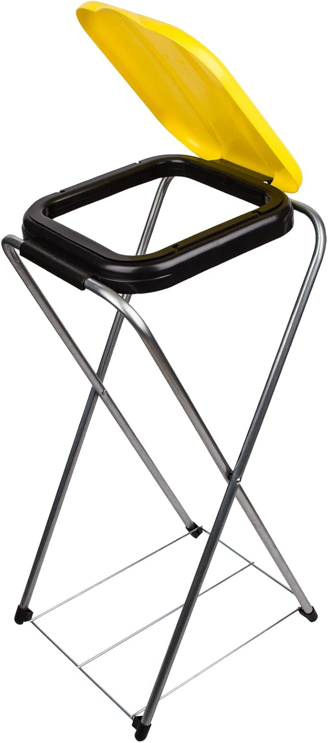 BigDean Müllsackständer EasyFix GELB 120L - Müllbeutelhalter mit Gitterboden - Müllsackhalter Metall