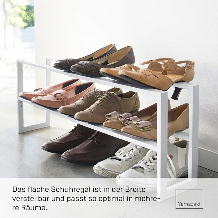 Extendable shoe rack 2 tier - Line - white Weiss Single, Weiss Single