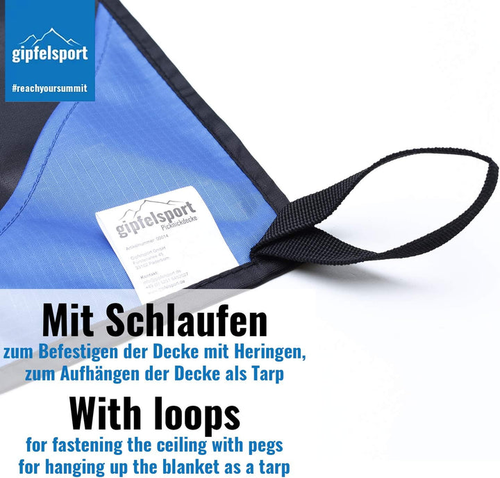 gipfelsport Picknickdecke - Outdoor Picknick Decke I Stranddecke, wasserdicht, waschbar, sandfrei I