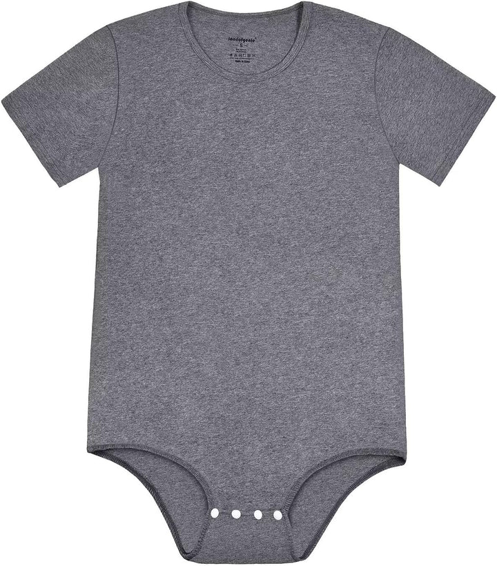 Landofgenie Männer Kurzarm Strampler Pyjama Bodysuit One Piece Strampler Grau XL, Grau XL