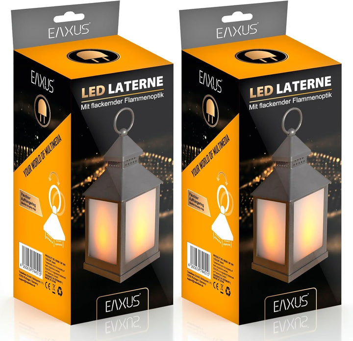 Eaxus® 2er Set LED Laterne für Draussen - Notfallleuchte Blackout. Windlicht mit Flammeneffekt Kerze