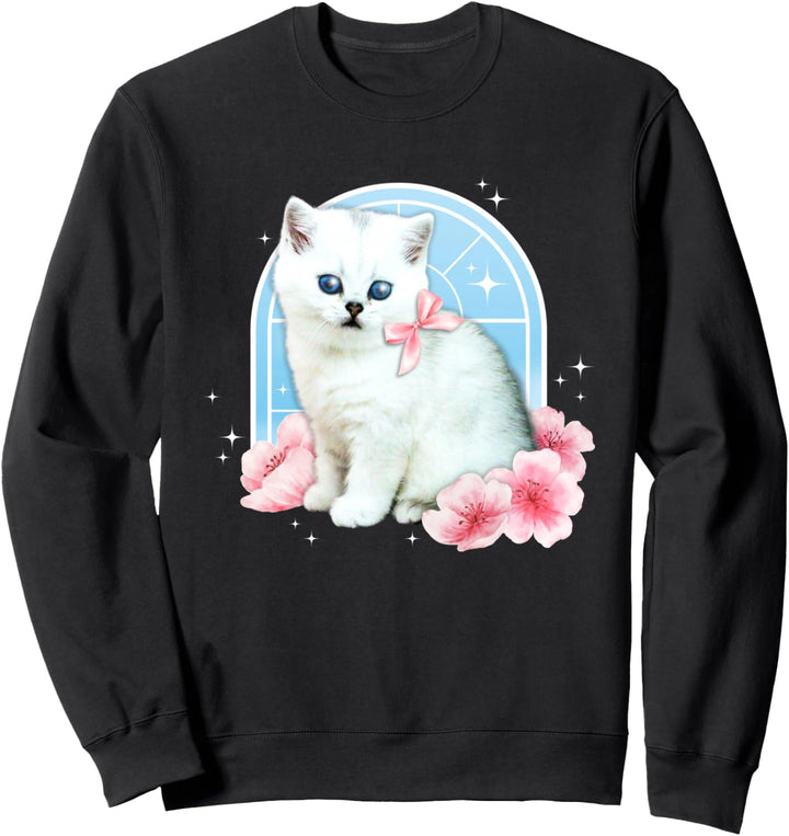 Niedliche y2k Ästhetische Katze Schmetterling Fee Cyber 2000er Grafik Sweatshirt