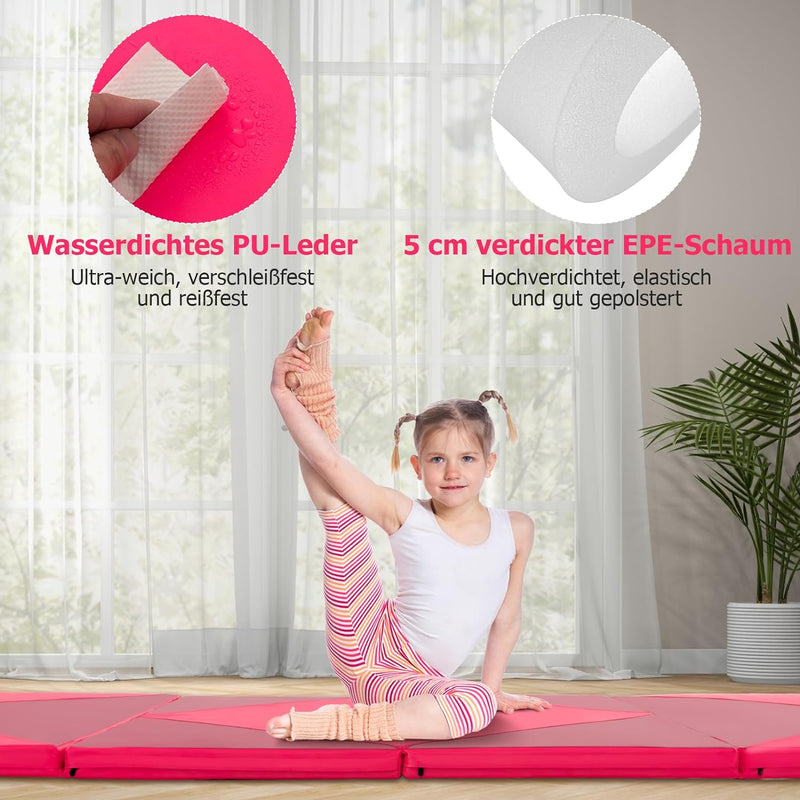 COSTWAY Weichbodenmatte klappbar, Gymnastikmatte tragbar, Yogamatte Turnmatte Klappmatte Fitnessmatt