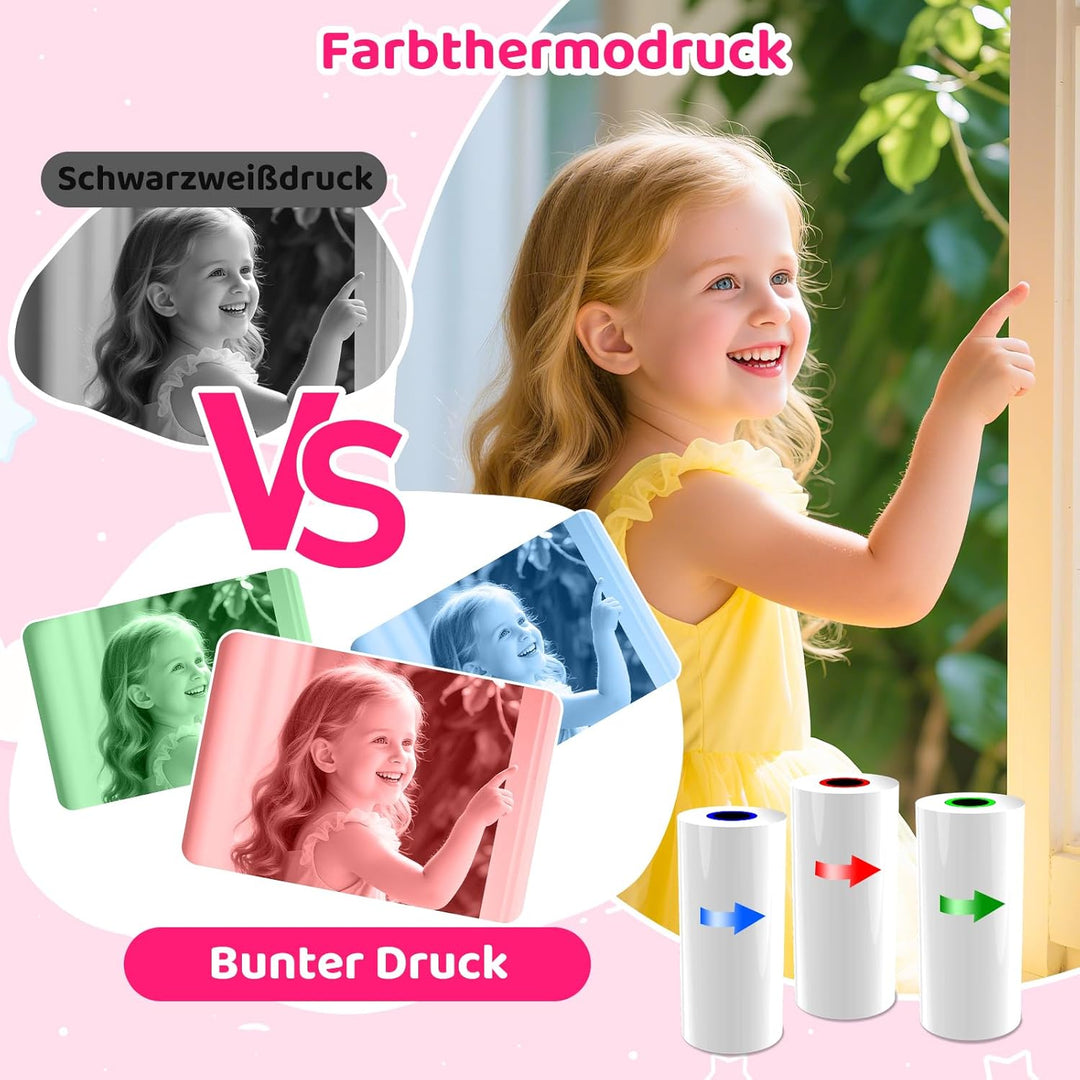 CHAKEYAKE Sofortbildkamera Kinder, 20MP 1080P Kinderkamera mit 2,4-Zoll-Display, Digitalkamera mit 3