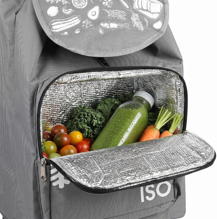 ELEPSO Einkaufstrolley mit Kühlfach 35L grau – Einkaufswagen leicht & stabil – Shopping Trolley für