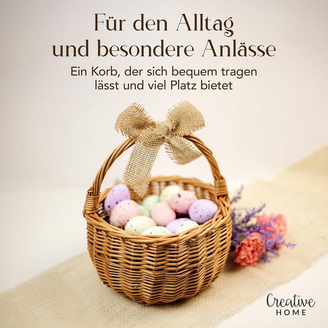 Creative Home Kleiner Weidenkorb mit Henkel | Klein 22 x 22 x 26 cm (+/- 2 cm) | Handgeflochtener, G