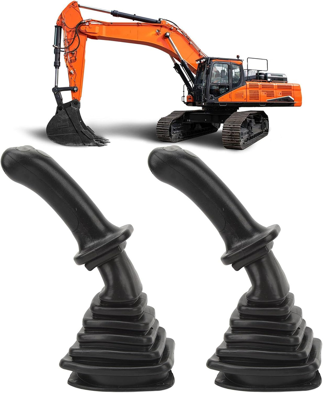 Bagger-Joystick-Kit, 2-teilig, 3-Tasten-Bagger-Joystick-Griffe mit Staubschutz, Ersatz für Doosan DH