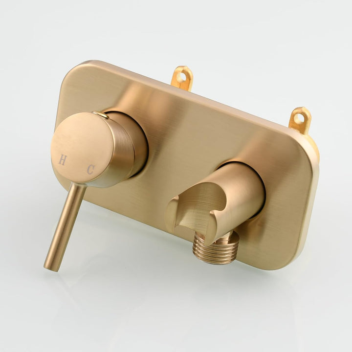 Tecmolog Bidet WS024J2F2 Tragbarer Bidet-Sprüher-Set, Warm und Kalt, Gebürstetes Gold